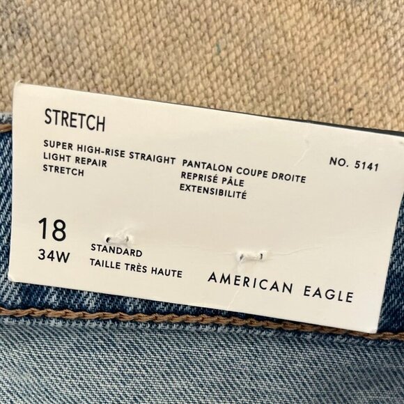 American Eagle Plus-Size Super High-Rise Stretch Straight Jeans Sz 18 - Picture 8 of 11